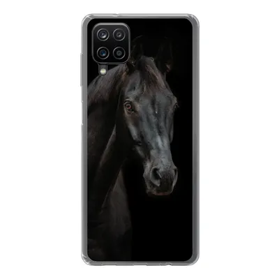 Produktbild von MuchoWow® Handyhülle Schutzhülle Hülle für Samsung Galaxy A12 Pferd - Nutztier - Schwarz Silikon Softcase Handy Hülle - Bild