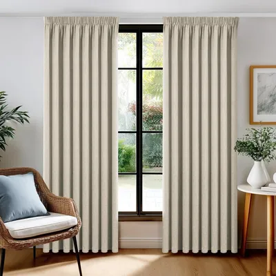 Productafbeelding van Verduisteringsgordijn - 140 x 245 cm - Beige - 2 panelen - Plooiband