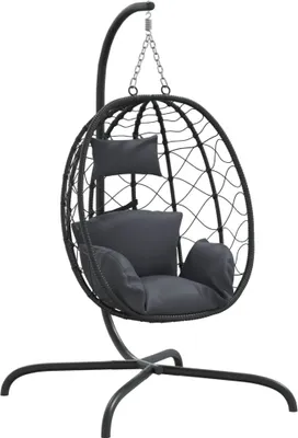 Produktbild von vidaXL Hängesessel mit Kissen Anthrazit Poly Rattan & Stahl