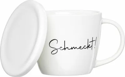 Produktbild von Ritzenhoff & Breker Suppentasse mit Deckel Soppa Schmeckt, Becher, Porzellan, Weiß, 460 ml, 428476
