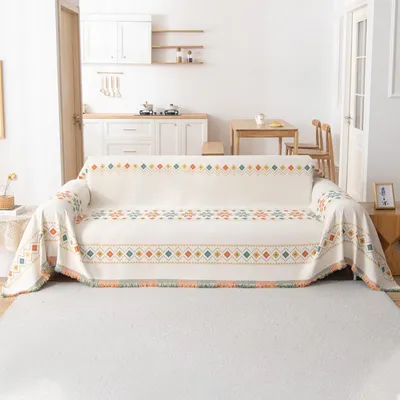 Productafbeelding van Chenille Plaid 180x230 cm - Wasbare plaid - Boho stijl - Voor banken
