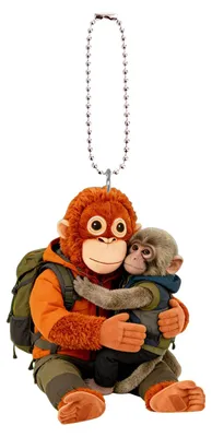 Produktbild von Affen-Schlüsselanhänger, niedlicher Baby-Affe aus Acryl, 2D-Affe mit Plüschtier, Anhänger zum Aufhängen an Rucksack, Handtasche und Autoschlüssel