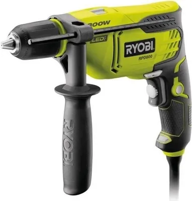 Productafbeelding van RYOBI slagboormachine, 800 W, 3000 tpm, 13 mm boorklem, spindelvergrendeling, LED, model RPD800-K, inclusief koffer en dieptebegrenzer