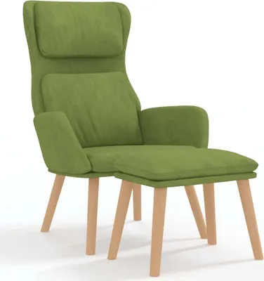 Obrázok produktu pre vidaXL Relaxačné kreslo s taburetom Svetlozelený zamat