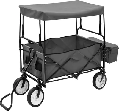 Produktbild von vidaXL Klappbarer Handwagen mit Sonnendach Stahl Grau
