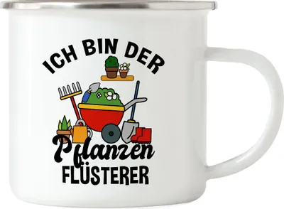 Produktbild von Ich Bin Der Pflanzenflüsterer Emaille Tasse Hobby-Gärtner Pflanzen Garten Blumen Geschenkidee Pflanzen-Fans