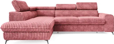 Produktbild von Masseno Ecksofa VELISS mit Schlaffunktion L-Form, Sofa mit Bettkasten, Wohnzimmersofa, Couch, Soffa, Bettsofa, Couchgarnitur- Rosa, TILIA 62