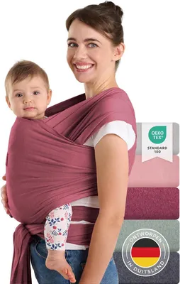 Immagine prodotto di Marsupio per neonati 5,1 m, rosso, fino a 15 kg, realizzato con tessuto ergonomico