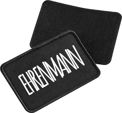 Produktbild von Huuraa Patch Ehrenmann Jugendwort Black 10 x 6,5cm Baumwolle Klettpatch für Mütze Geschenkidee