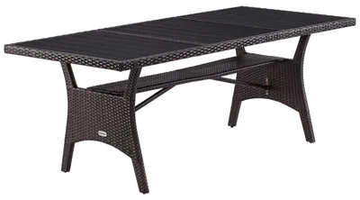 Image de CASARIA Table de jardin polyrotin Brun 190x90x74 cm plateau en bois WPC hauteur réglable résistant aux intempéries