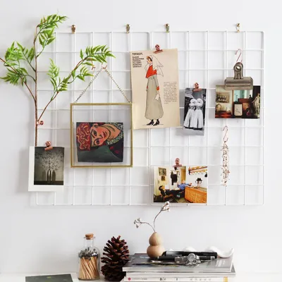 Image de Étagère murale, décoration murale avec photos, décoration de bureau, tableaux mémo pour la cuisine, le salon et la chambre à coucher, dimensions : 44 cm x 30 cm, lot de 2 (blanc)