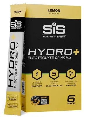 Zdjęcie produktu dla Science in Sport Hydro+ Tabletki Hydro+ Proszek elektrolitowy – 5 różnych elektrolitów – Smak cytrynowy – Bez cukru – 6 x 4,1 g, 6 sztuk