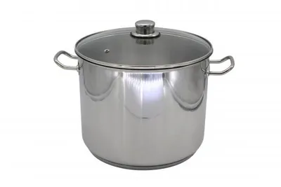 Zdjęcie produktu dla Karl Krüger 72727 Garnek Jumbo ze stali nierdzewnej ze szklaną pokrywką 28 cm, pojemność 14 litrów / Rondel / Garnek Maxi / INDUKCJA
