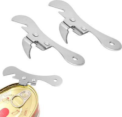 Produktbild von Dosenöffner, manueller einfacher Dosenöffner aus Edelstahl, multifunktionaler Deckelöffner, Flaschenöffner, 2 Stück