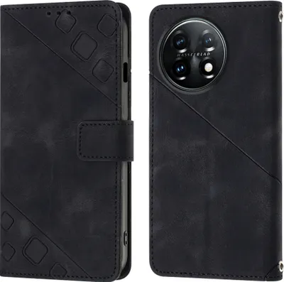 Produktbild von Hülle für OnePlus 11 Prägung Flip Leder Brieftasche Schutzhülle mit Ständer Schwarz