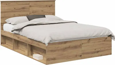 Image de Cadre de lit Chêne artisan 150 x 200 cm Bois de pin massif