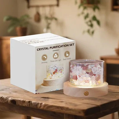 Produktbild von Lamptobe Heilsteine Kristalle Lampe mit Holzsockel Chakra Naturstein