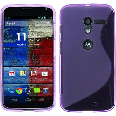 Produktbild von PhoneNatic Case kompatibel mit Motorola Moto X - lila Silikon Hülle S-Style + 2 Schutzfolien