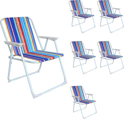 Produktbild von 6er Campingstuhl Outdoor Klappstuhl Gartenstuhl Regenbogen gestreift