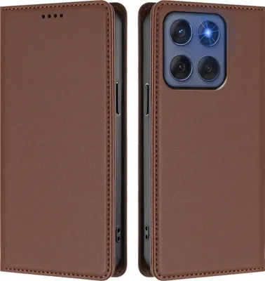 Obrázek produktu pro Kožené pouzdro pro Motorola Edge 60/ Edge 60 Fusion, magnetické flipové pouzdro zPolyuretankůže se stojánkem Hnědá