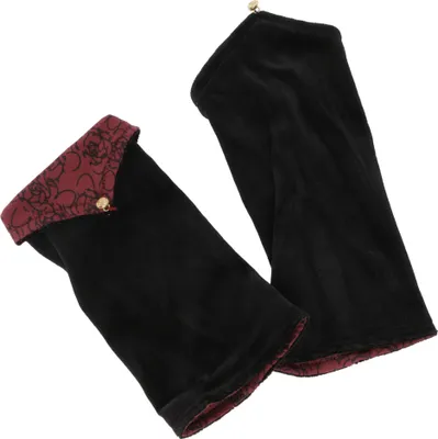 Produktbild von Handstulpen aus Samtstoff, Wendestulpen, Pulswärmer - Schwarz/rot, Uni, Baumwolle, Handschuhe & Handstulpen