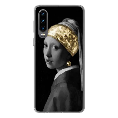 Produktbild von MuchoWow® Handyhülle Schutzhülle Hülle für Huawei P30 Mädchen mit einem Perlenohrring - Vermeer - Gold Silikon Softcase Handy Hülle - Kartenbesitzer