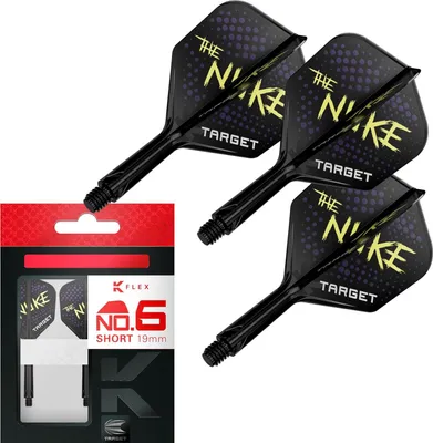 Produktbild von Target Darts Luke Littler No.6 K-Flex Dart Flights Short 19mm Schwarz 3er Set