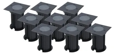 Image de HOFTRONIC - Spots au sol LED encastrés Ramsay 9x Noir IP67 Dimmables GU10
