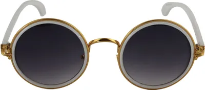 Produktbild von Runde Retro Sonnenbrille - gold und weiß