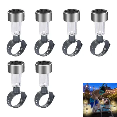 Produktbild von Poolbeleuchtung, 6 Stück Solar Teichbeleuchtung, Teichbeleuchtung, Solar Zaun Licht, LED Poolbeleuchtung, für Pool Garten Deko, Treppen, Hof, Terrasse