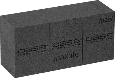 Produktbild von OASIS® Black Ideal MaxLife Nass-Steckmasse Ziegel ALENJA mit Schneidelinien, schwarz, 23x11x7,5cm - Nasssteckschwamm