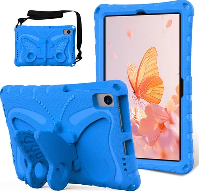 Produktbild von Kinder Hülle für Lenovo Tab M10 Plus 2nd Gen 2020/Tab K10 2021 10,3" Leicht Stoßfeste EVA Kindgerechtes Schutzhülle mit Schultergurt, Schmetterlings-Ständer Blau