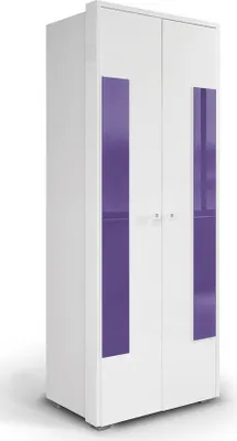 Produktbild von Jugendzimmer - Drehtürenschrank / Kleiderschrank Gabriel 17, Farbe: Weiß / Lila - 220 x 85 x 54 cm (H x B x T)