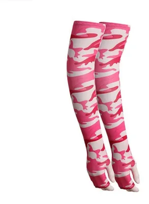 Immagine prodotto di Maniche protettive unisex, protezione UV, effetto rinfrescante, lunghezza 53 cm, realizzate in poliestere/Spandex, motivo camouflage, colore rosa/rosso