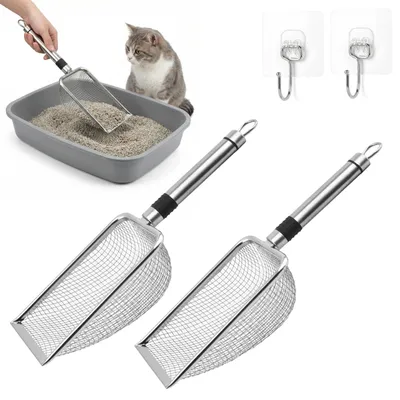 Productafbeelding van Kattenbakschep, 2 stuks, roestvrij staal, 27,5 x 10 x 5 cm