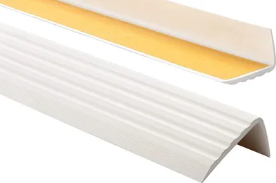 Produktbild von ProfiPVC Treppenkantenprofil Selbstklebend aus PVC Winkelprofil Kantenschutz Anti-Rutsch Treppenkanten-Schutzprofil 41x25mm 1,10m, Weiß