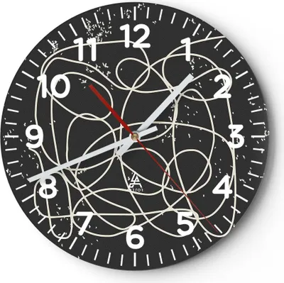 Produktbild von Wanduhr - Rund - Glasuhr - Modern Linie Schwarz - 30x30cm - Schleichendes Uhrwerk - Lautlos - zum Aufhängen bereit - Dekoration Modern - Wanddekoration aus Glas - C4AR30x30-4649