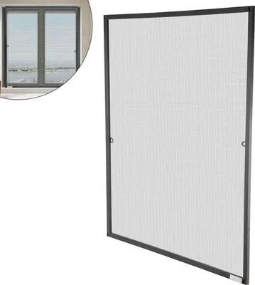 Immagine prodotto di Jayseuw zanzariera zanzariera finestra 120 x 140 CM telaio in alluminio zanzariera zanzariera senza foratura antracite