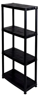 Produktbild von Kunststoffregal, Steckregal, Kellerregal, 4 Böden, Schwarz, max. 100 kg Traglast, 60 x 30,5 x 130 H cm