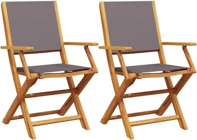 Produktbild von 2er-Set klappbare Gartenstühle aus massivem Akazienholz mit Armlehnen, bis 110 kg belastbar