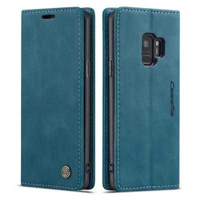 Obrázek produktu pro Galaxy S9 Pouzdro, RetroPolyuretanKožené Pouzdro, Kapsy na Karty, Magnetické Uzavírání, Pouzdro s Funkcí Stojánku pro Samsung Galaxy S9 modré