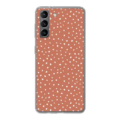 Produktbild von MuchoWow® Handyhülle Schutzhülle Hülle für Samsung Galaxy S21 Tupfen - Orange - Weiß Silikon Softcase Handy Hülle - Softcase