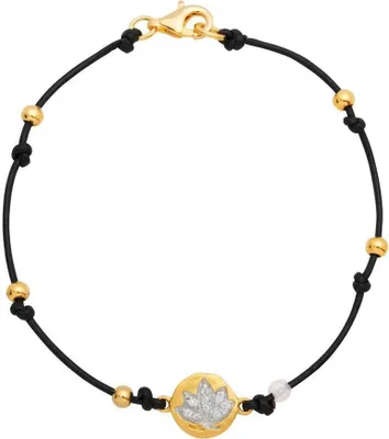 Produktbild von Unique Textilarmband mit vergoldeten Silberelementen TXB0096