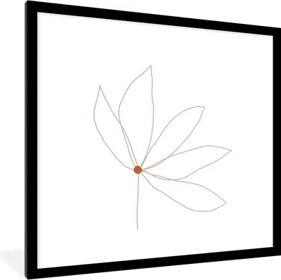 Produktbild von MuchoWow® Gerahmtes Poster Minimalismus - Blumen - Linienkunst 40x40 cm - Poster mit Schwarzem Bilderrahmen Wandposter Rahmen Foto Bilder - Poster - Plakat im Rahmen