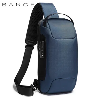 Produktbild von Brusttasche(Blau)Wasserdichte Herren Umhängetasche Schultertasche mit USB-Aufladung,Crossbody Sling Bag für Outdoorsport,beste Geschenke