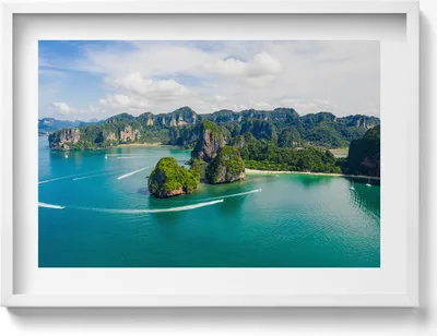 Produktbild von Insel in Thailand– Wandbild mit Rahmen – Gerahmtes Bild  – Wanddekoration – 70x50 cm –  Weiß Rahmen