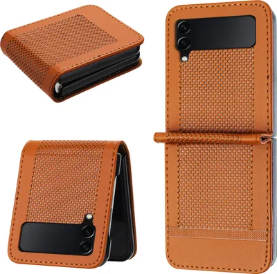 Obrázek produktu pro Pouzdro pro Samsung Galaxy Z Flip 4 5G kožené flipové pouzdro s funkcí stojánku Hnědý