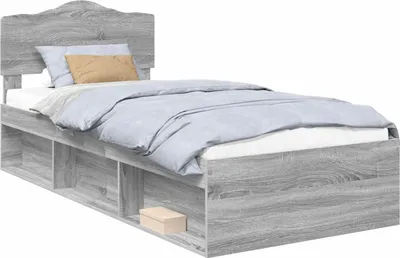 Image de Cadre de lit Gris Sonoma 75 x 190 cm Bois de pin massif