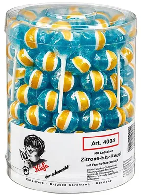 Immagine prodotto di Lecca lecca lecca al limone Küfa con lattina di limone 100 pezzi 1800g