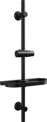Image de Ensemble de douche en acier inoxydable - noir 70cm barre de douche avec support et étagère - barre murale pour une adaptation variable du montage mural